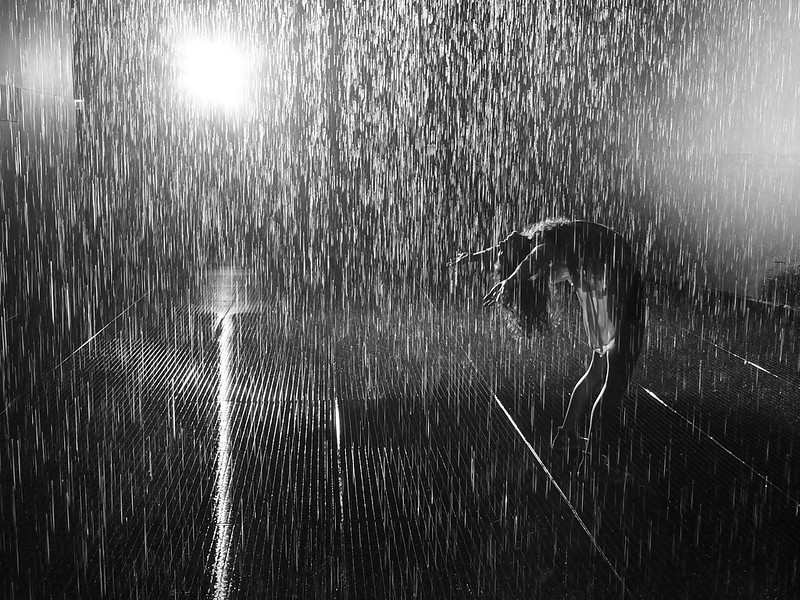 Dancing in the rain.